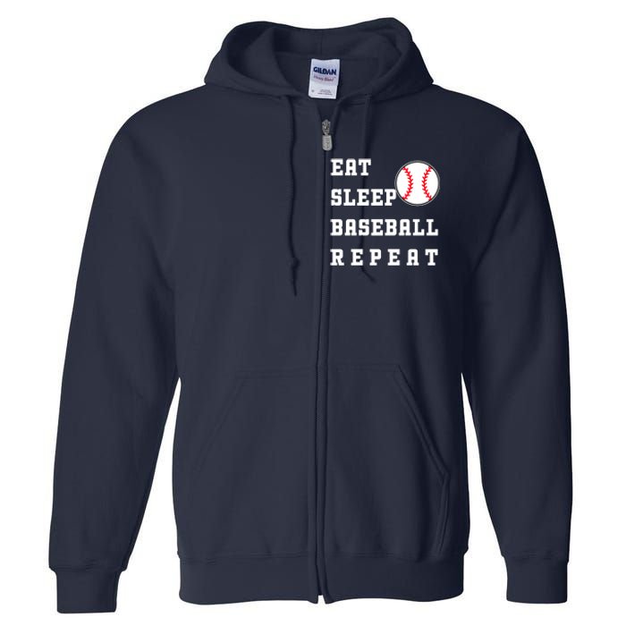 Eat Sleep Baseball Repeat Full Zip Hoodie