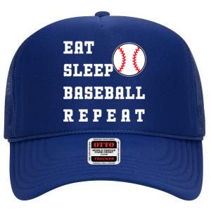 Eat Sleep Baseball Repeat High Crown Mesh Back Trucker Hat