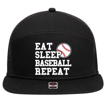 Eat Sleep Baseball Repeat Meaningful Gift 7 Panel Mesh Trucker Snapback Hat