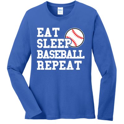 Eat Sleep Baseball Repeat Meaningful Gift Ladies Long Sleeve Shirt