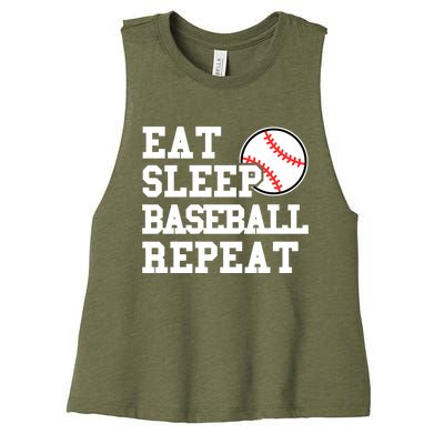 Eat Sleep Baseball Repeat Meaningful Gift Women's Racerback Cropped Tank