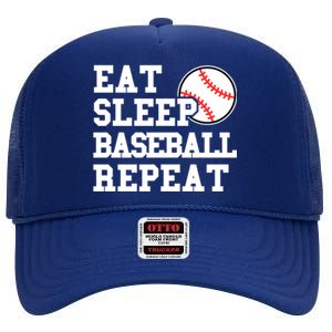 Eat Sleep Baseball Repeat Meaningful Gift High Crown Mesh Back Trucker Hat