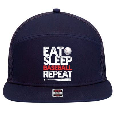 Eat Sleep Baseball Repeat Catcher Pitcher Baseball 7 Panel Mesh Trucker Snapback Hat