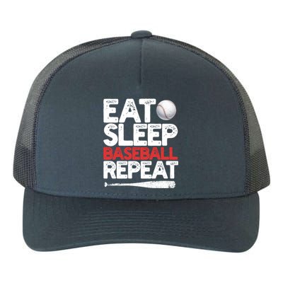 Eat Sleep Baseball Repeat Catcher Pitcher Baseball Yupoong Adult 5-Panel Trucker Hat