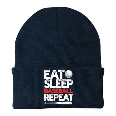 Eat Sleep Baseball Repeat Catcher Pitcher Baseball Knit Cap Winter Beanie