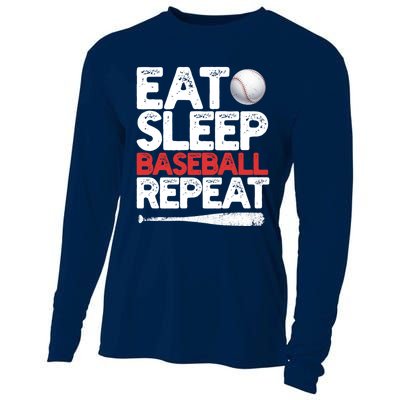 Eat Sleep Baseball Repeat Catcher Pitcher Baseball Cooling Performance Long Sleeve Crew