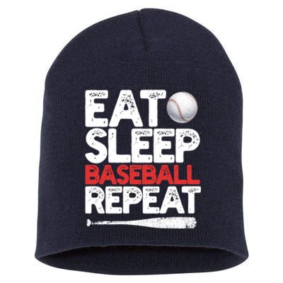 Eat Sleep Baseball Repeat Catcher Pitcher Baseball Short Acrylic Beanie