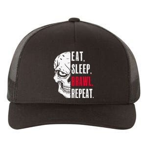 Eat Sleep Brawl Repeat Funny Video Gamer Gaming Yupoong Adult 5-Panel Trucker Hat