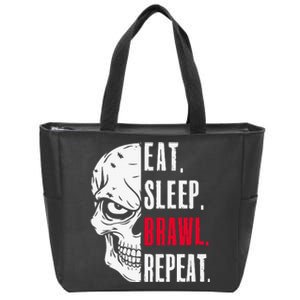 Eat Sleep Brawl Repeat Funny Video Gamer Gaming Zip Tote Bag