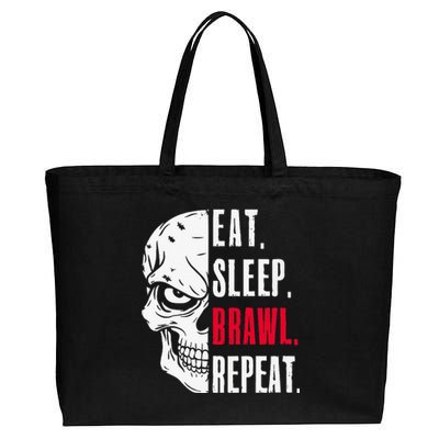 Eat Sleep Brawl Repeat Funny Video Gamer Gaming Cotton Canvas Jumbo Tote