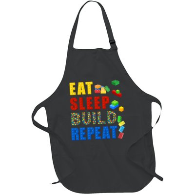Eat Sleep Build Repeat Building Bricks Blocks Master Builder Full-Length Apron With Pockets