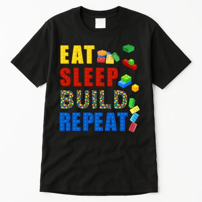 Eat Sleep Build Repeat Building Bricks Blocks Master Builder Tall T-Shirt