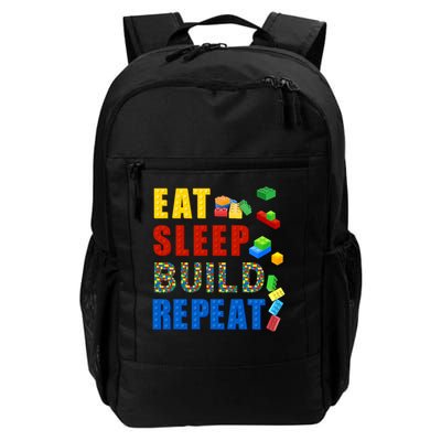 Eat Sleep Build Repeat Building Bricks Blocks Master Builder Daily Commute Backpack