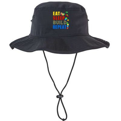 Eat Sleep Build Repeat Building Bricks Blocks Master Builder Legacy Cool Fit Booney Bucket Hat