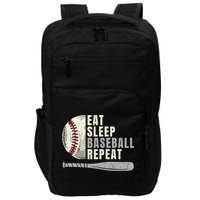 Eat Sleep Baseball Repeat Funny Baseball Player Cool Gift Impact Tech Backpack