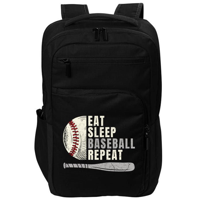 Eat Sleep Baseball Repeat Funny Baseball Player Cool Gift Impact Tech Backpack