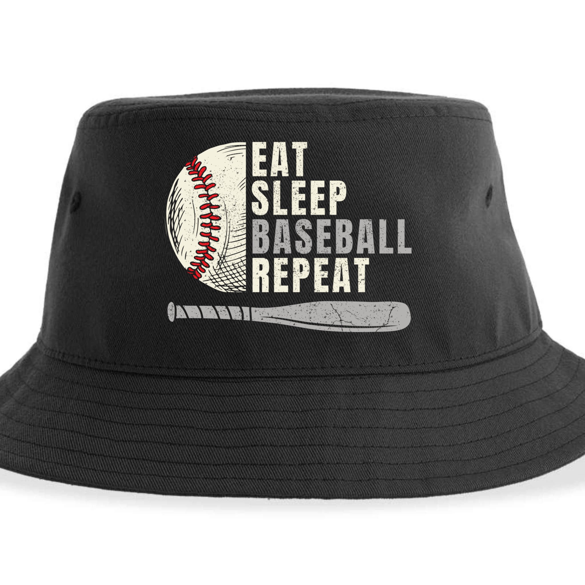 Eat Sleep Baseball Repeat Funny Baseball Player Cool Gift Sustainable Bucket Hat