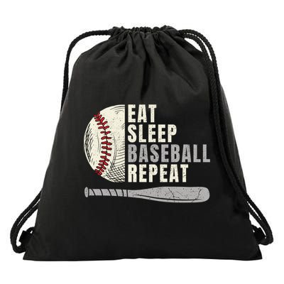 Eat Sleep Baseball Repeat Funny Baseball Player Cool Gift Drawstring Bag