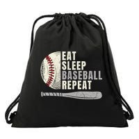 Eat Sleep Baseball Repeat Funny Baseball Player Cool Gift Drawstring Bag