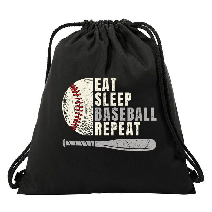 Eat Sleep Baseball Repeat Funny Baseball Player Cool Gift Drawstring Bag