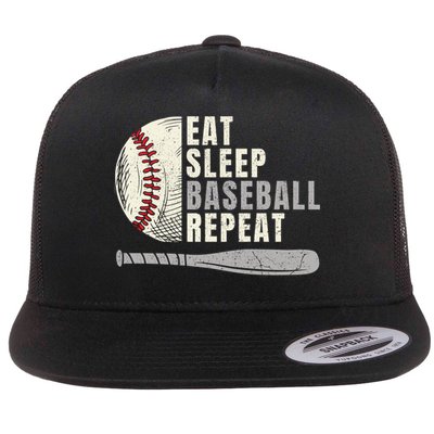 Eat Sleep Baseball Repeat Funny Baseball Player Cool Gift Flat Bill Trucker Hat