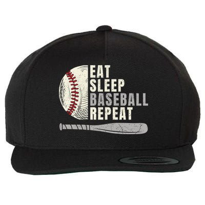 Eat Sleep Baseball Repeat Funny Baseball Player Cool Gift Wool Snapback Cap