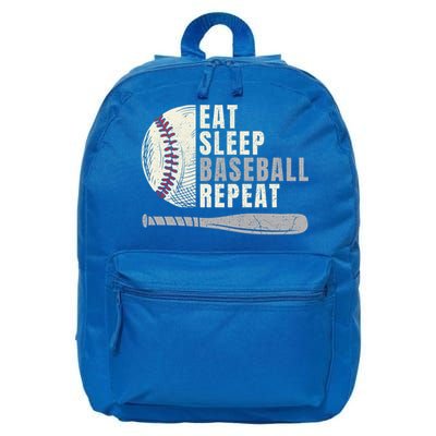 Eat Sleep Baseball Repeat Funny Baseball Player Cool Gift 16 in Basic Backpack