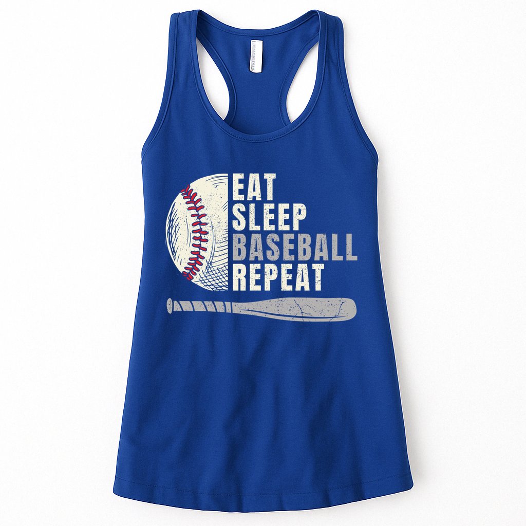 Eat Sleep Baseball Repeat Funny Baseball Player Cool Gift Womens Tank Top