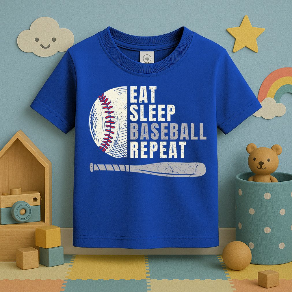 Eat Sleep Baseball Repeat Funny Baseball Player Cool Gift Toddler T-Shirt