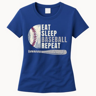 Eat Sleep Baseball Repeat Funny Baseball Player Cool Gift Womens T-Shirt