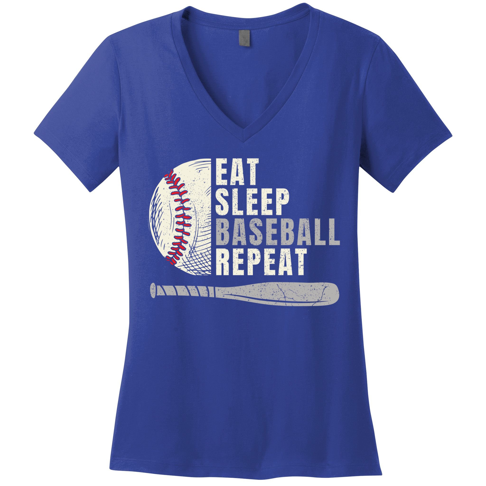 Eat Sleep Baseball Repeat Funny Baseball Player Cool Gift Women's V-Neck T-Shirt