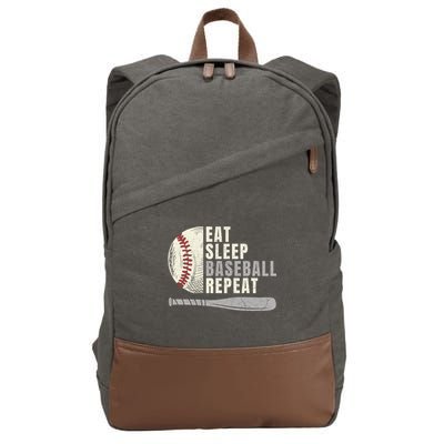 Eat Sleep Baseball Repeat Funny Baseball Player Cool Gift Cotton Canvas Backpack