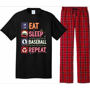 Eat Sleep Baseball Repeat Christmas Baseball Player Batter Gift Pajama Set