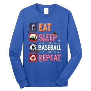 Eat Sleep Baseball Repeat Christmas Baseball Player Batter Gift Long Sleeve Shirt