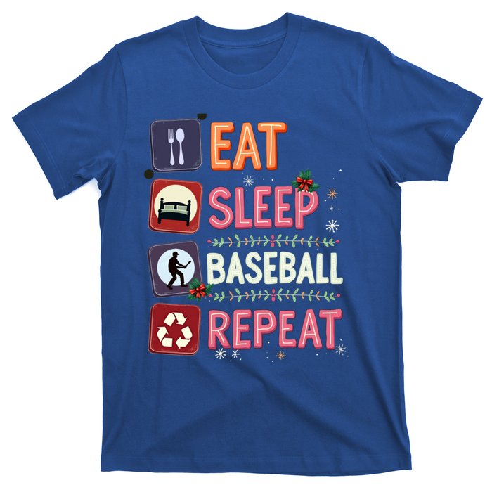 Eat Sleep Baseball Repeat Christmas Baseball Player Batter Gift T-Shirt