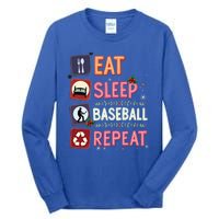 Eat Sleep Baseball Repeat Christmas Baseball Player Batter Gift Tall Long Sleeve T-Shirt