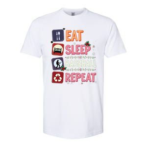 Eat Sleep Baseball Repeat Christmas Baseball Player Batter Gift Softstyle CVC T-Shirt