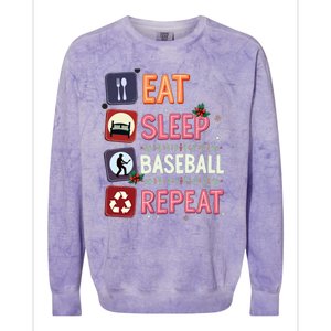 Eat Sleep Baseball Repeat Christmas Baseball Player Batter Gift Colorblast Crewneck Sweatshirt