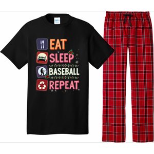 Eat Sleep Baseball Repeat Christmas Baseball Player Batter Gift Pajama Set