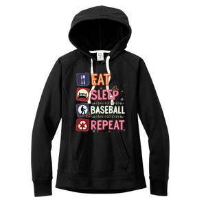 Eat Sleep Baseball Repeat Christmas Baseball Player Batter Gift Women's Fleece Hoodie