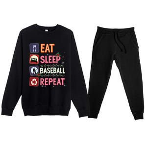 Eat Sleep Baseball Repeat Christmas Baseball Player Batter Gift Premium Crewneck Sweatsuit Set