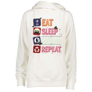 Eat Sleep Baseball Repeat Christmas Baseball Player Batter Gift Womens Funnel Neck Pullover Hood