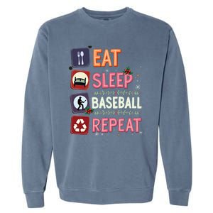 Eat Sleep Baseball Repeat Christmas Baseball Player Batter Gift Garment-Dyed Sweatshirt