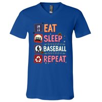 Eat Sleep Baseball Repeat Christmas Baseball Player Batter Gift V-Neck T-Shirt