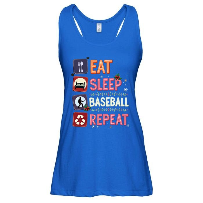 Eat Sleep Baseball Repeat Christmas Baseball Player Batter Gift Ladies Essential Flowy Tank