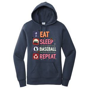 Eat Sleep Baseball Repeat Christmas Baseball Player Batter Gift Women's Pullover Hoodie