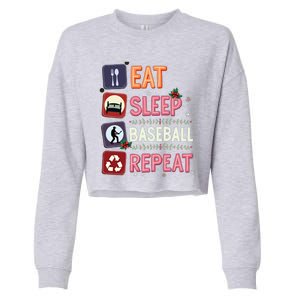 Eat Sleep Baseball Repeat Christmas Baseball Player Batter Gift Cropped Pullover Crew