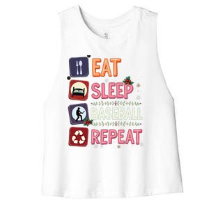 Eat Sleep Baseball Repeat Christmas Baseball Player Batter Gift Women's Racerback Cropped Tank