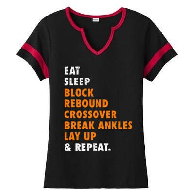 Eat Sleep Basketball Repeat Funny Gift For Basketball Player Ladies Halftime Notch Neck Tee