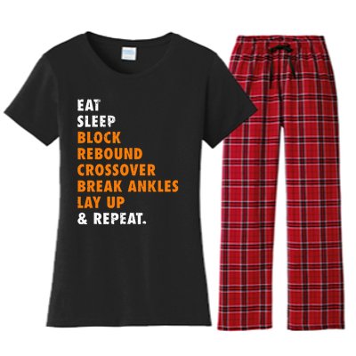 Eat Sleep Basketball Repeat Funny Gift For Basketball Player Women's Flannel Pajama Set